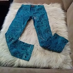 Pants - Faux Leather Blue - Black